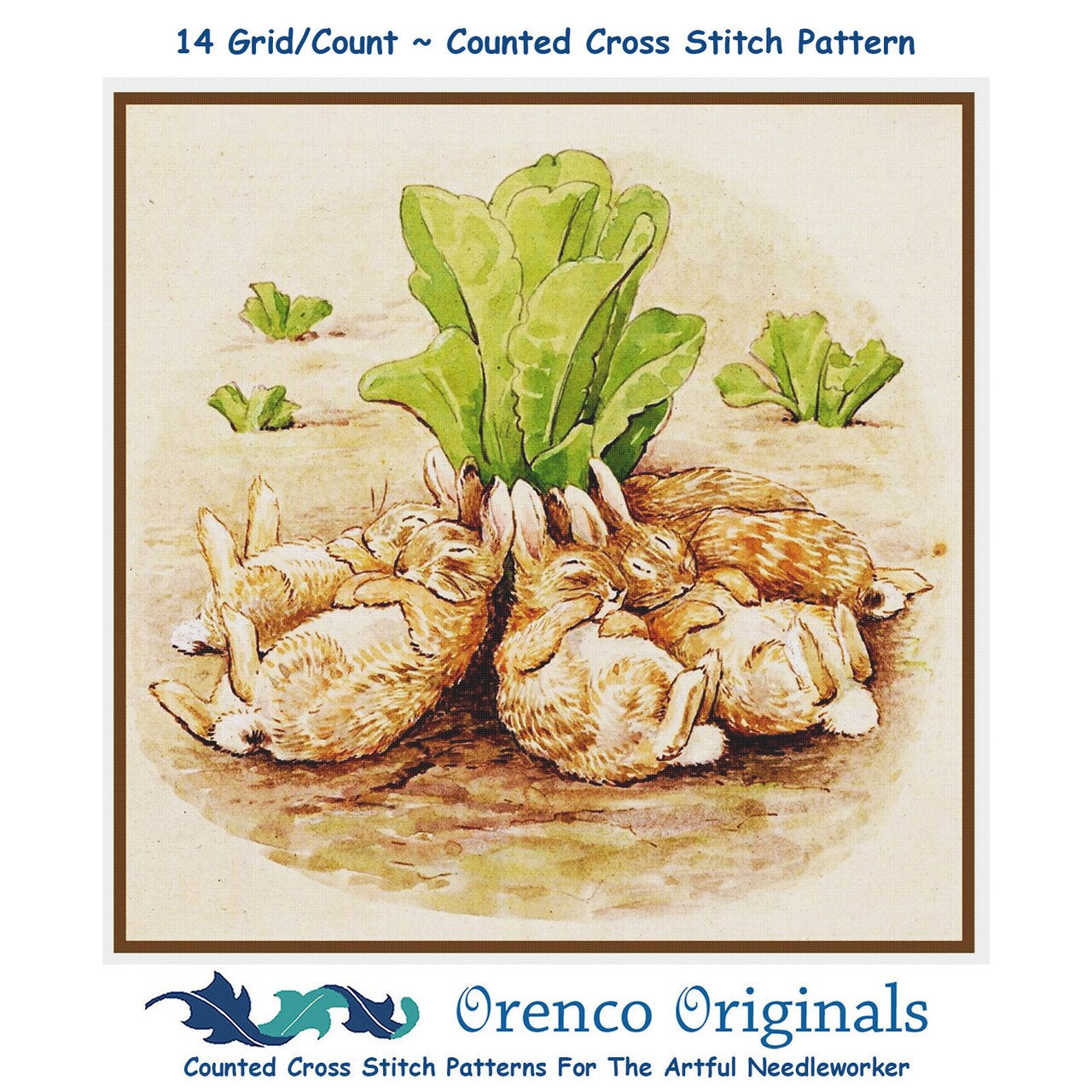 Bunnies Flopsy Family Takes a Nap Beatrix Potter Counted Cross Stitch Pattern